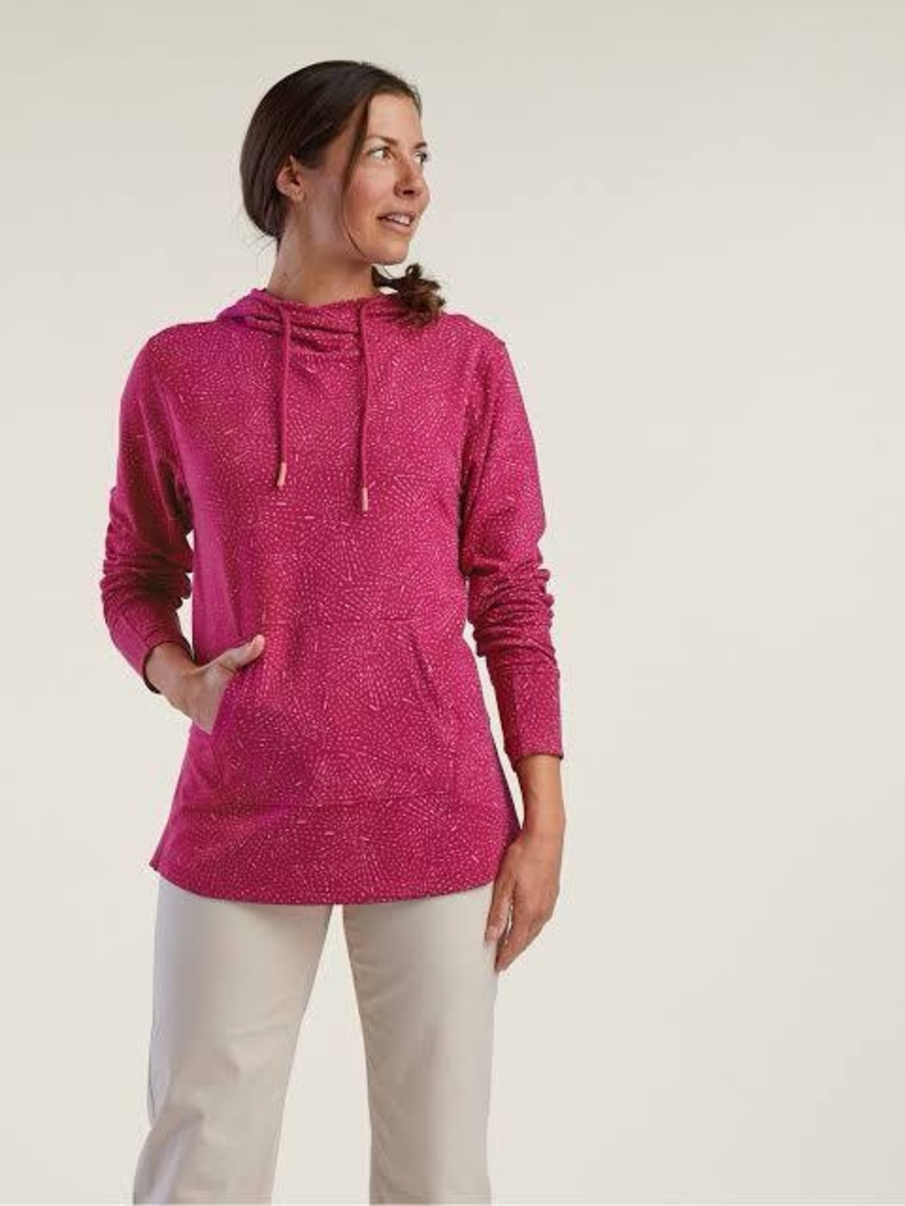 Title Nine Cabrillo Pink Fuchsia Speckled Hoodie Sweatshirt Size Large